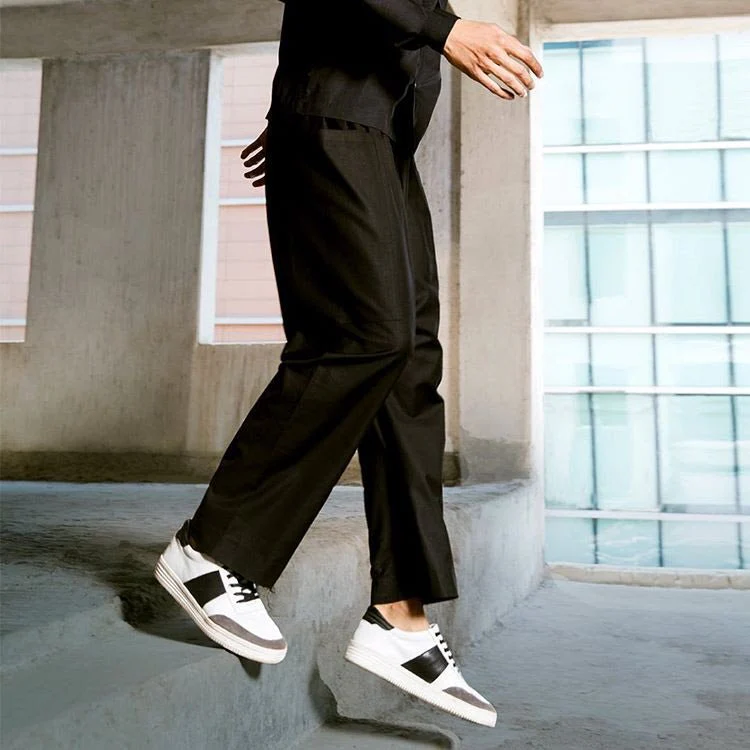 Tranquillo | Black and white light weight suede and leather sneaker - Image 8