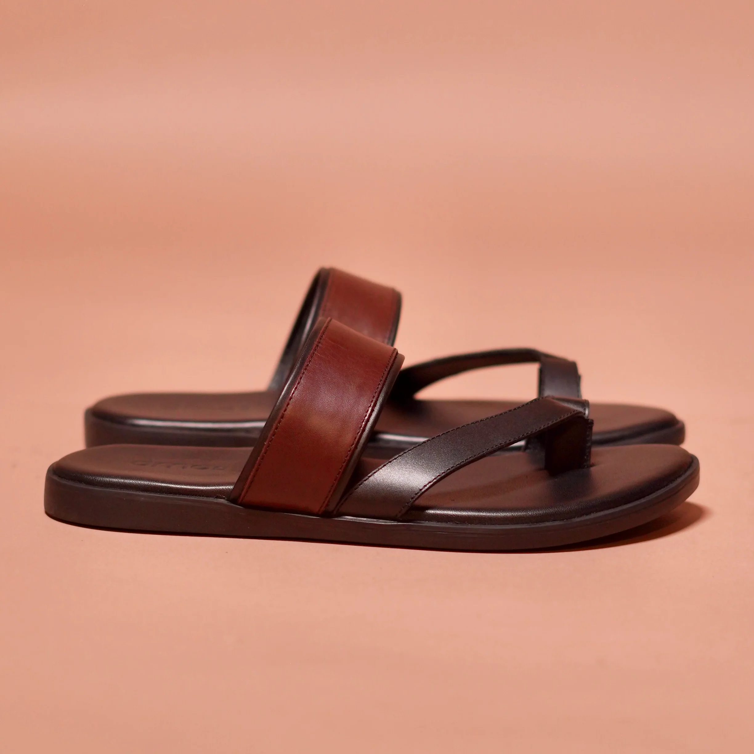 Pelle Francio | black and brown toe loop leather chappal - Image 5
