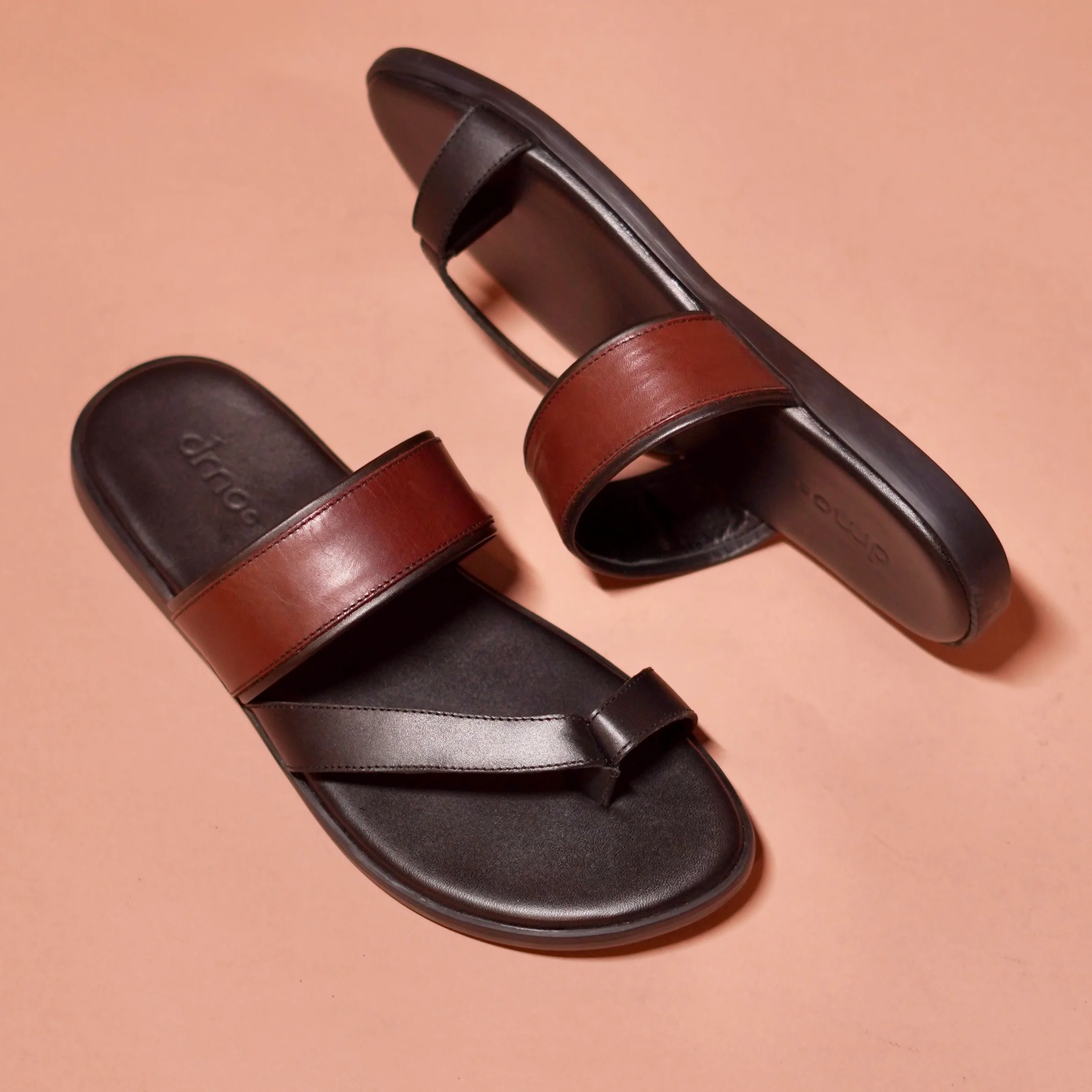 Pelle Francio | black and brown toe loop leather chappal - Image 6